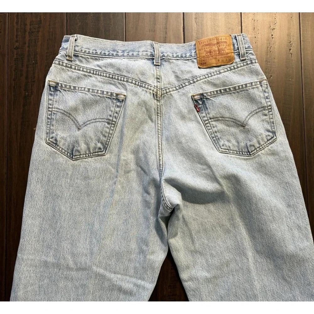 Levis 550 Relaxed Jeans *36x32 Faded Light Stonewash Skater Grunge 1999 Y2K